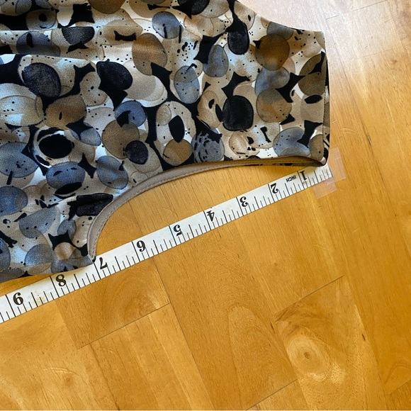 Connected Apparel Cap Sleeve Mock Wrap Dress Tan dots - Picture 12 of 16